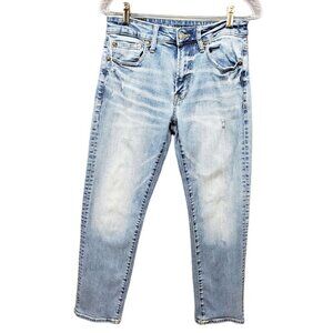 American Eagle Flex Jeans Mens 29 x 30 Original Straight Blue Distressed Faded